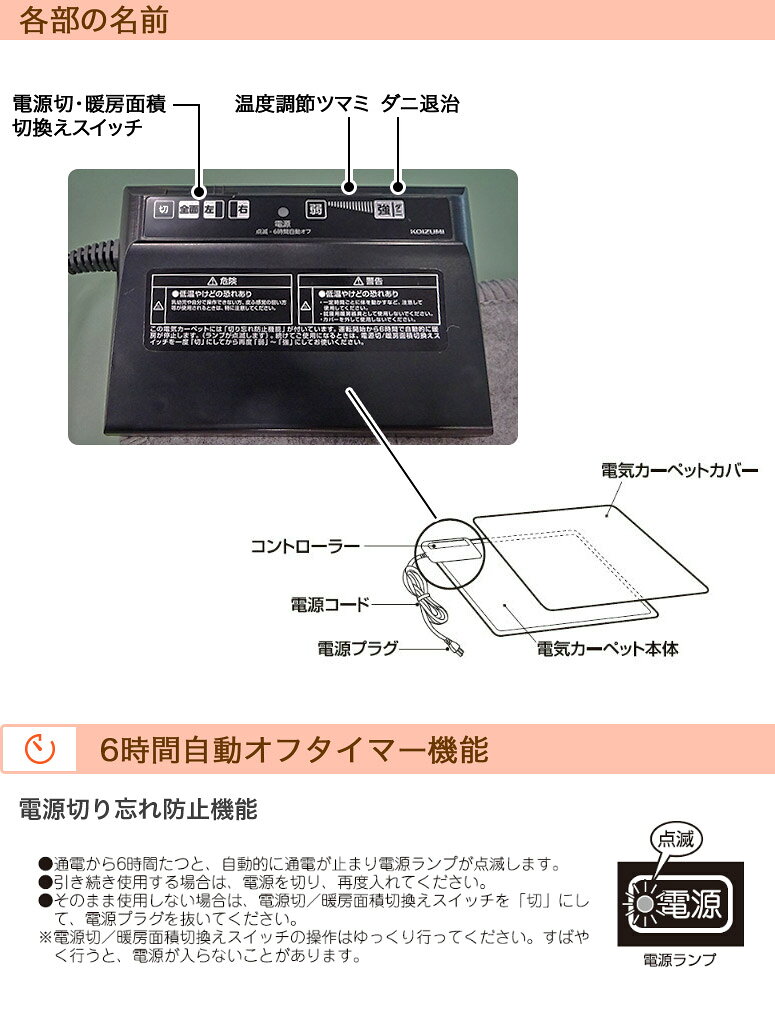 楽天市場】小泉成器 KOIZUMI ホットカーペット 2畳用 セットタイプ KDC