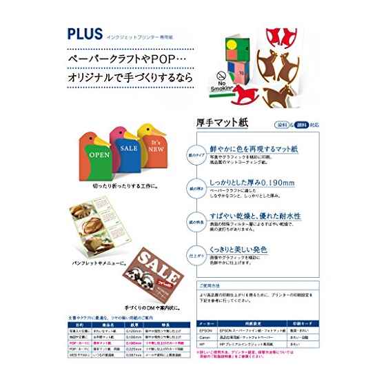 PLUS 厚手マット紙 インクジェット専用紙 A4 50枚 IT-125MC