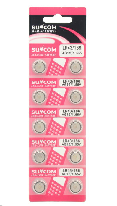 SUNCOM アルカリボタン電池 LR43 1シート10個