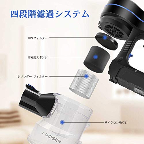 新品未開封コードレス掃除機 APOSEN 10kpa LEDモーターヘッド搭載 伸縮型パイプ スティッククリーナー 35分間連続稼働 H120 PSE認証済 楽天市場】aposen 掃除機の通販