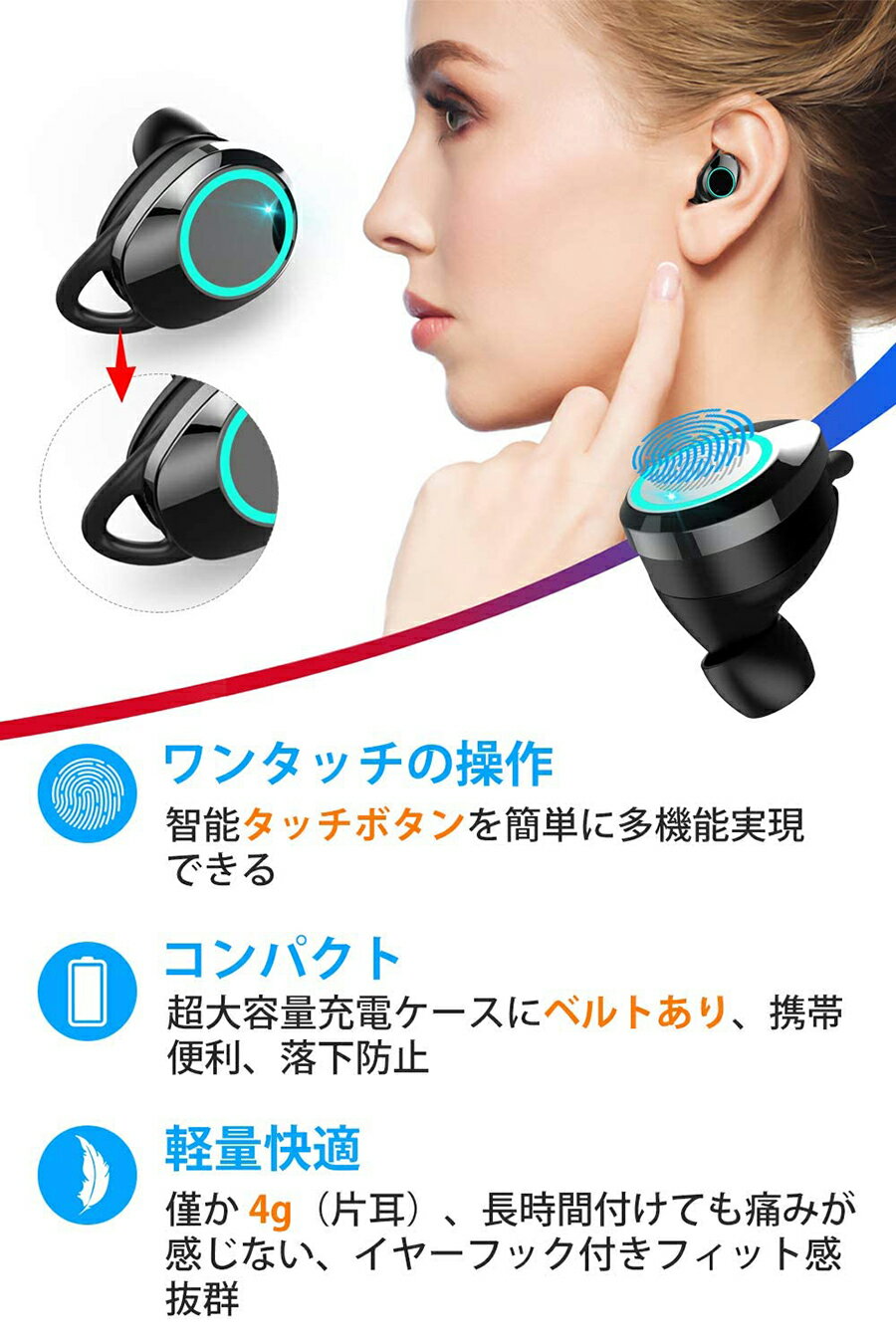 SUTOMO ワイヤレスイヤホン Bluetooth ブラック SUTOMO ワイヤレスイヤホン Bluetooth ブラック オーディオ機器