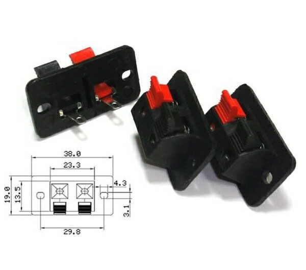 2極プッシュ式スピーカーターミナル O199