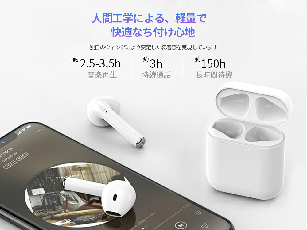楽天市場】Bluetooth ワイヤレスイヤホン 充電ケース付 ホワイト i9s