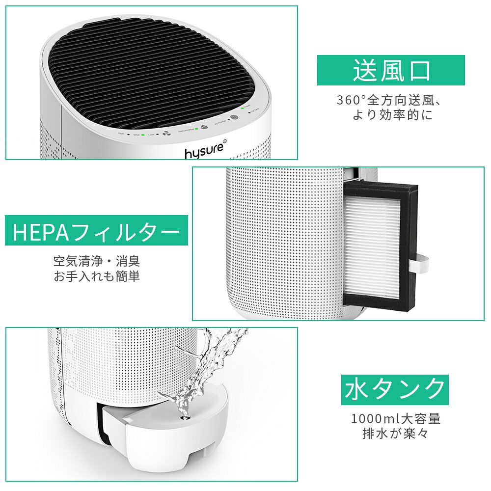 楽天市場】hysure 除湿空気清浄機 Q8-wh | 価格比較 - 商品価格ナビ