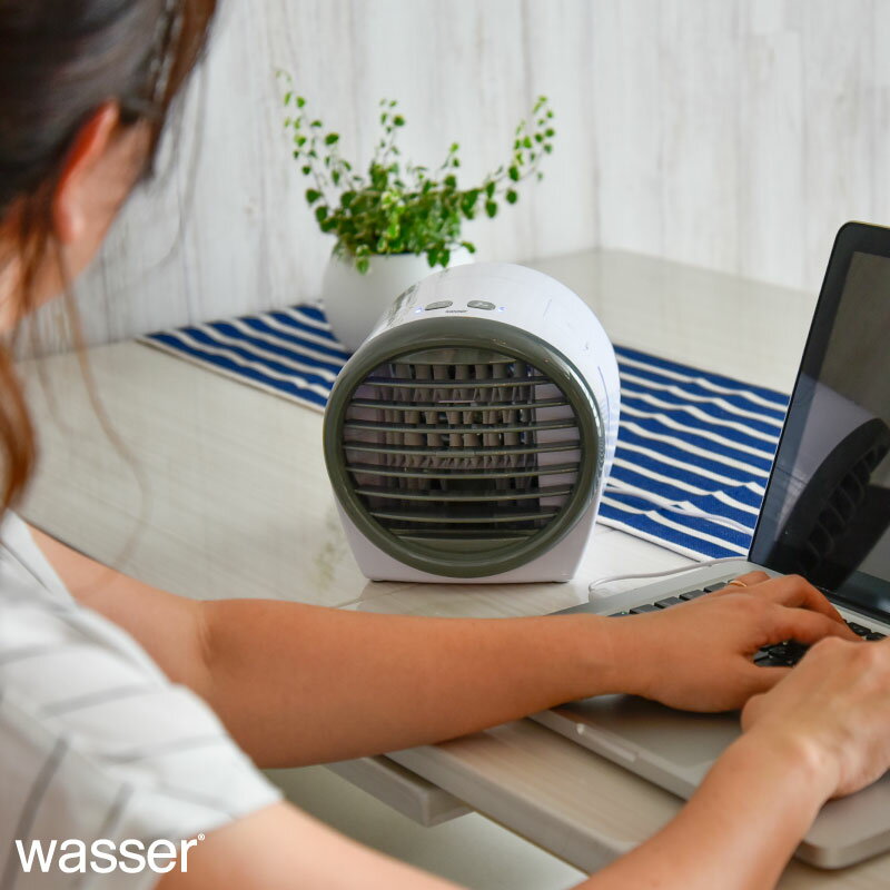 wasser ミスト機能付き 卓上冷風扇 wasser-fan001