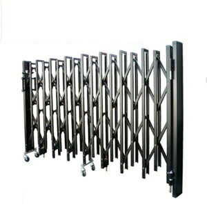 アルミ伸縮門扉 片開きアコーディオン門扉  ブラック