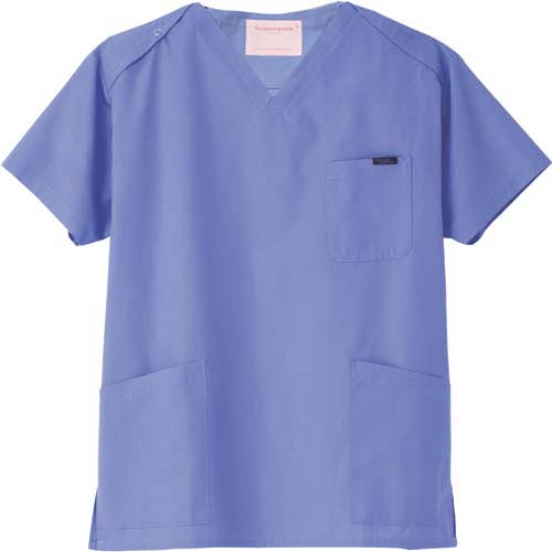 スクラブ 男女兼用/右肩ホック式 サックス/L PANTONE フォーク 7000SC L (8-4402-03)