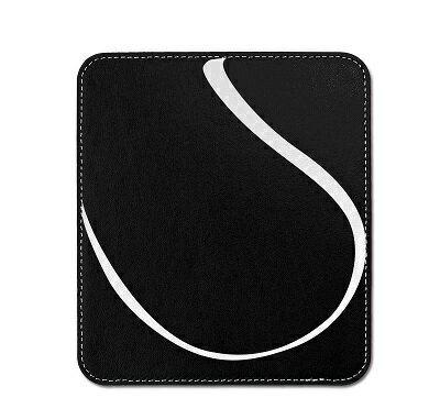 革製マウスパッド（黒）　テニスボール柄