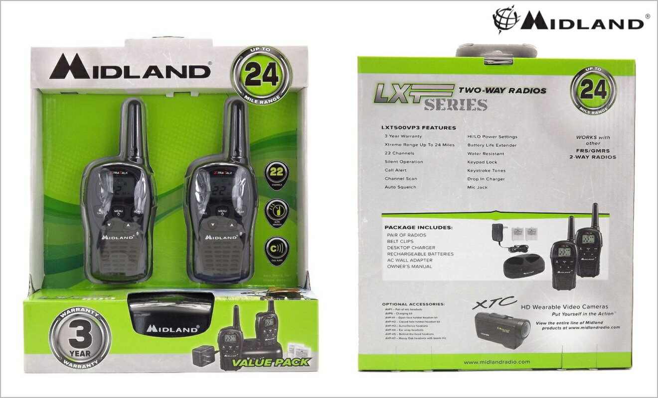 楽天市場】アミーゴ Midland LXT500VP3 38キロ通話 充電式