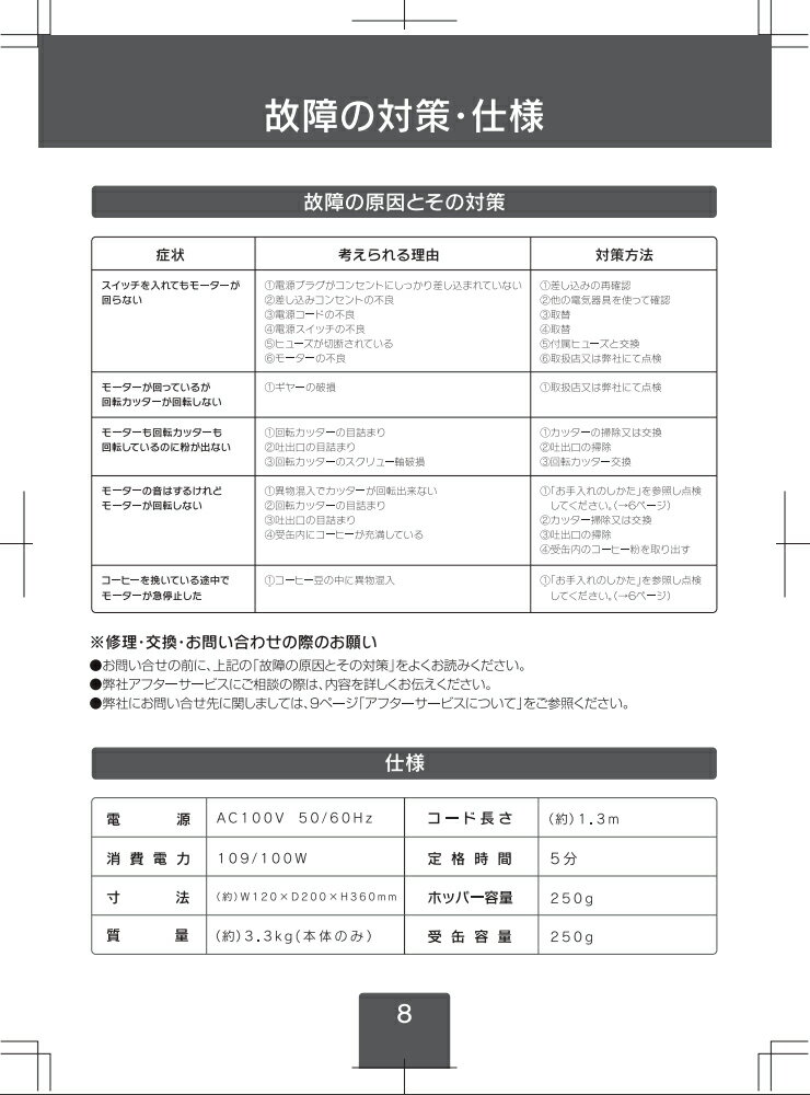 BONMAC コーヒーミル BM-250N-B