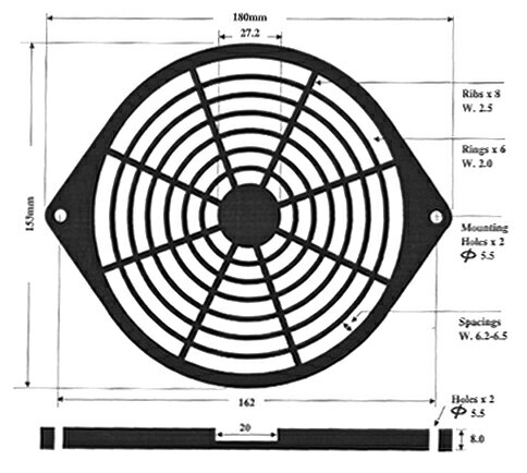 プラスチックファンガード 150x172/2個 EA-G150P4