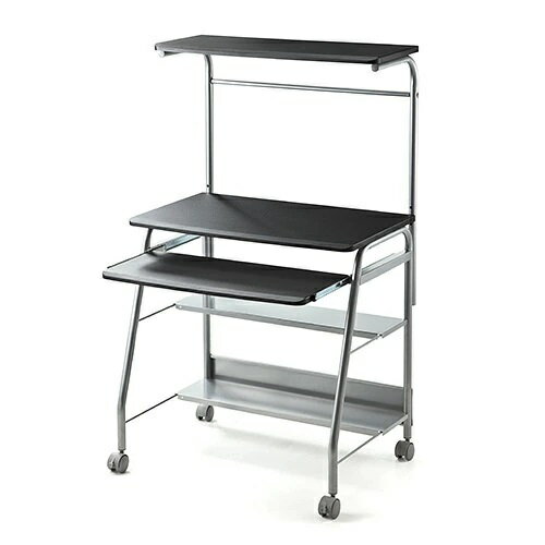 パソコンデスクコンパクト幅 省スペースキャスター付ブラック ez1-desk017bkn