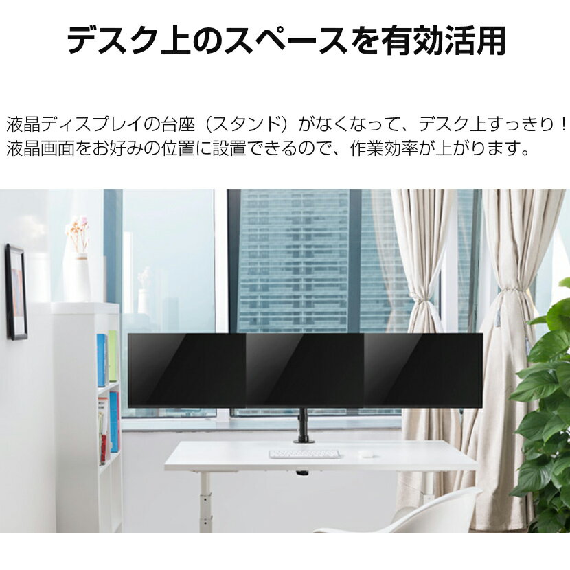 グリーンハウス 液晶ディスプレイアーム 3画面 クランプ式&グロメット式 GH-AMCJ01