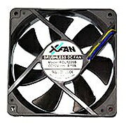 親和産業 X-Fan12cm角×25mmCPU用PWM 色/黒・リブ無 スリーブ、スピードセンサー付 800～1700rpm/34db ファンモータ RDL1225SBK-PWM