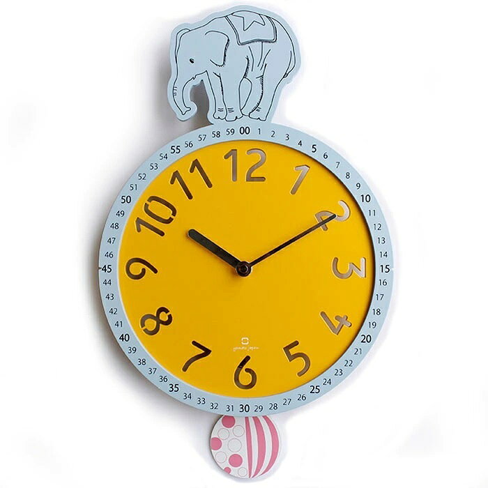 ヤマト工芸 circus clock サーカスクロック 振り子 掛け時計 ゾウ YK17-105 時計 数字 壁掛け 子供部屋 天然木 木製 ウッド 木 日本製