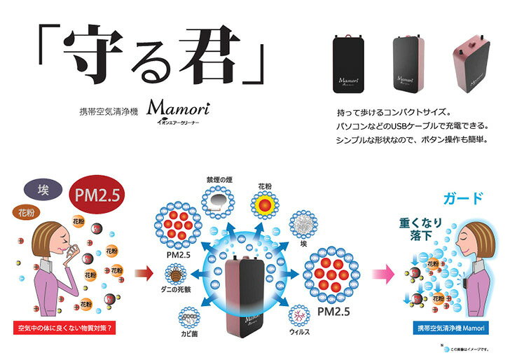 携帯空気清浄機 Mamori Pink Gold AC-01