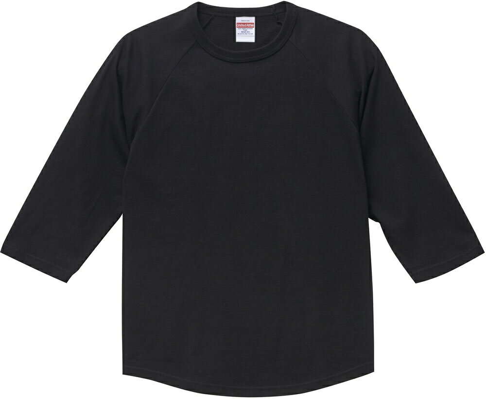 United Athle/ユナイテッドアスレ 5.6オンス ラグラン 3/4スリーブ Tシャツ Lサイズ ブラック 504501-2