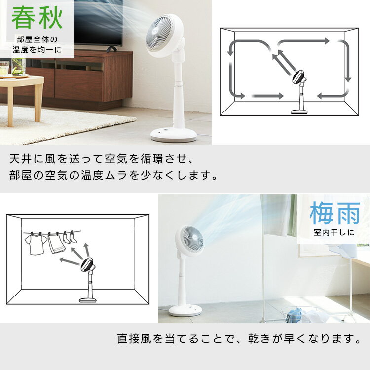 アイリスオーヤマ サーキュレーター扇風機 18cm STF-DC18T-W ホワイト