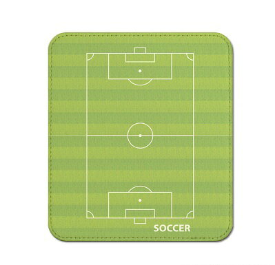 革製マウスパッド（白）　サッカーコート柄