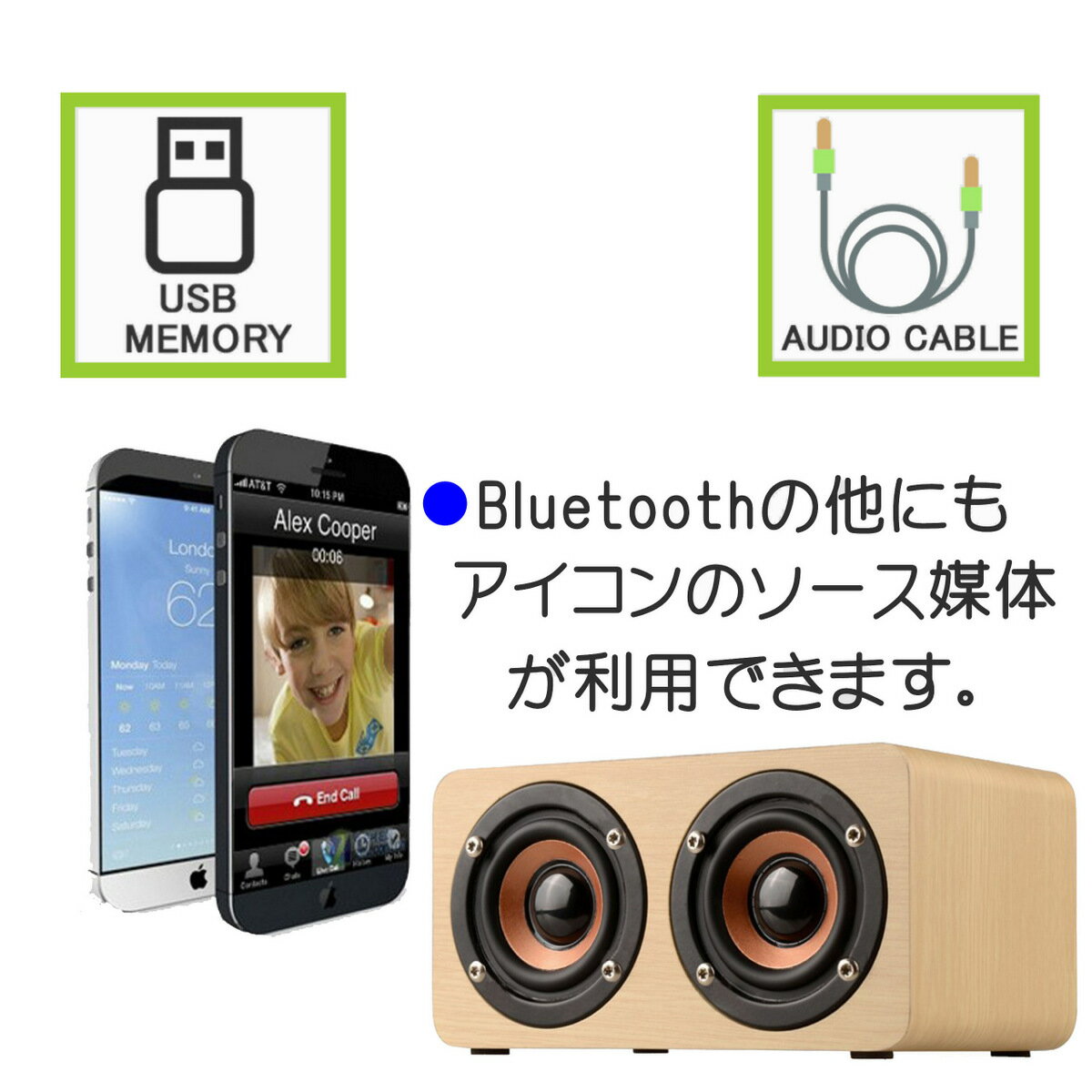 AGM ブルートゥース ウッド スピーカー Bluetooth 木製