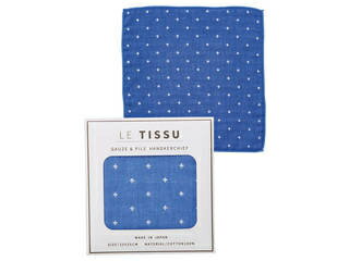 LE TISSU タオルハンカチ ブルー クロス柄 LT32081 BL