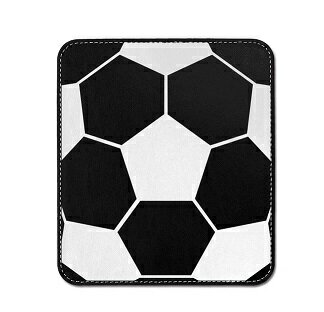 革製マウスパッド（黒）　サッカーボール柄