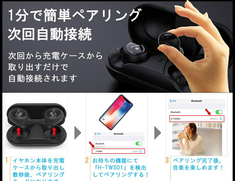 楽天市場】COULAX ワイヤレスイヤホン CVC8.0 AAC対応 ブラック