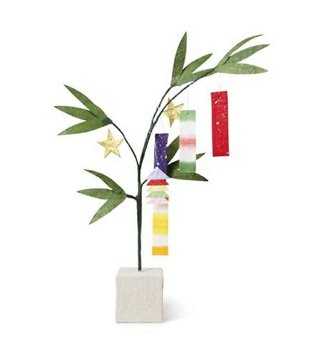 七夕 飾り 卓上 置物 歳時記 ミニ 短冊 笹 願い事 和紙 夏ギフト 星飾り ギフト 贈り物 装飾 ディスプレイ コンパクト|七夕 めでた棒飾り 高さ28cm