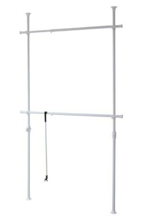 山善 YAMAZEN 突っ張りハンガーラック 衣類収納 幅90-160cm 耐荷重 60kg ダブル 布団も干せる 縦横伸縮 引っ掛け棒付属 組立かんたん ホワイト WJ-775R WH