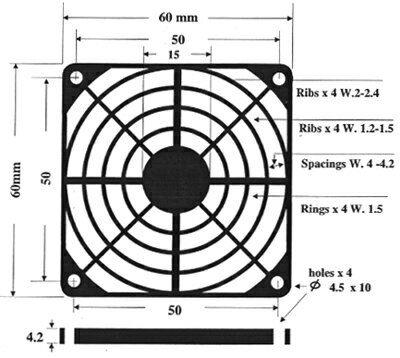 電子通商 プラスチックファンガード 60x60/2個 EA-G60P4