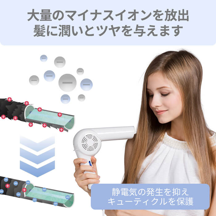 Areti ドライヤー マイナスイオン 赤外線 LED モイストケア Kozou 白 D1621 ART.D1621