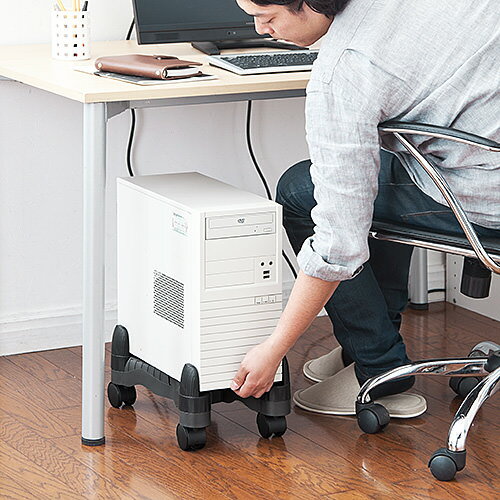 サンワダイレクト　PCスタンド　デスクトップ用　キャスター付　　100-CPU001