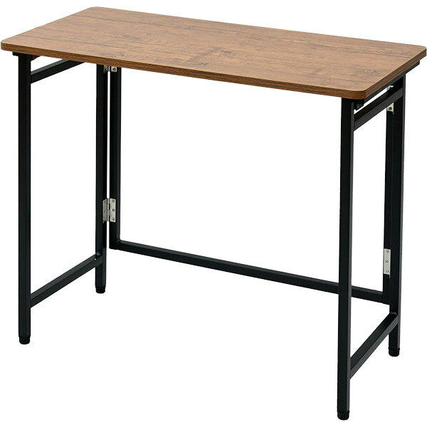 YAMAZEN 折りたたみ式デスク アンティークブラウン/ブラック・幅80cm×奥行40cm×高さ70cm RPST-8040H-ABRBK4 パタパタデスク テレワーク サイドテーブル 完成品 ヴィンテージ風 省スペース