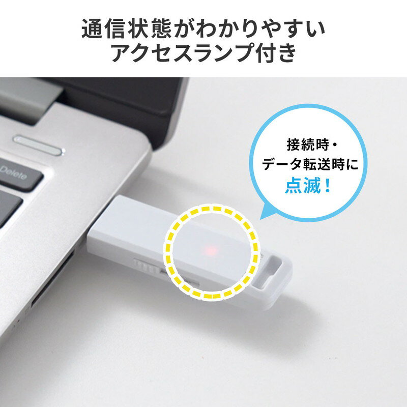 サンワサプライ USBメモリ スライド式 32GB ホワイト アクセスランプ 600-3USL32GW