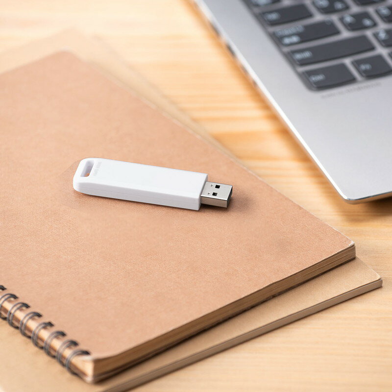 サンワサプライ USBメモリ スライド式 32GB ホワイト アクセスランプ 600-3USL32GW