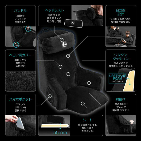 Bauhutte ゲーミングベッドソファ BHB-650-BK