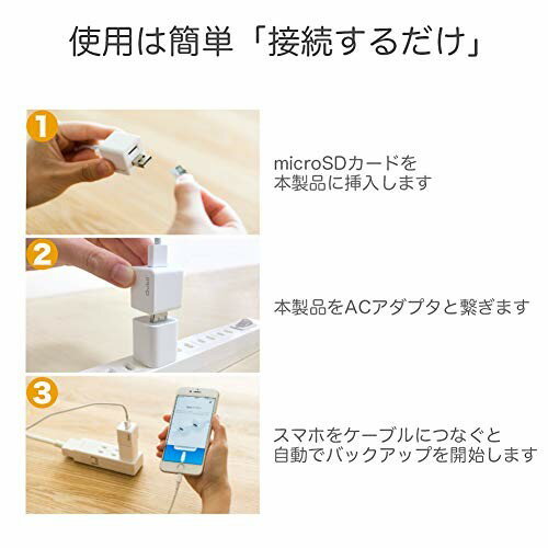 Maktar Qubii Duo USB Type C ホワイト microSD 128GB付 充電しながら自動バックアップ SDロック機能搭載 iphone バックアップ usbメモリ ipad 容量不足解消 SDカードリーダー 機種変更 MFi認証