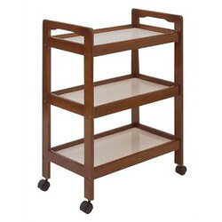 YMW-3 BR 木製キッチンワゴン キャスター付 ブラウン