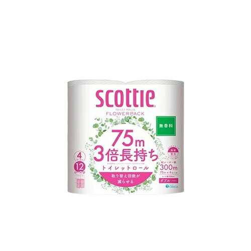 クレシア スコッティ トイレットペーパー フラワーパック ダブル 無香タイプ 4ロール