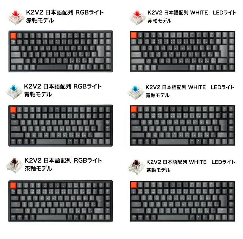 Keychron K2 ワイヤレス・メカニカルキーボード RGBライト 日本語 赤軸