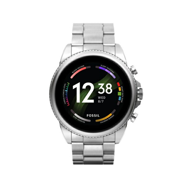 特別価格Fossil Unisex Gen 6 44mm Wellness Edition Touchscreen Silicone Smart Watch, Color: Silver, Navy (Model: FTW4070V)並行輸入