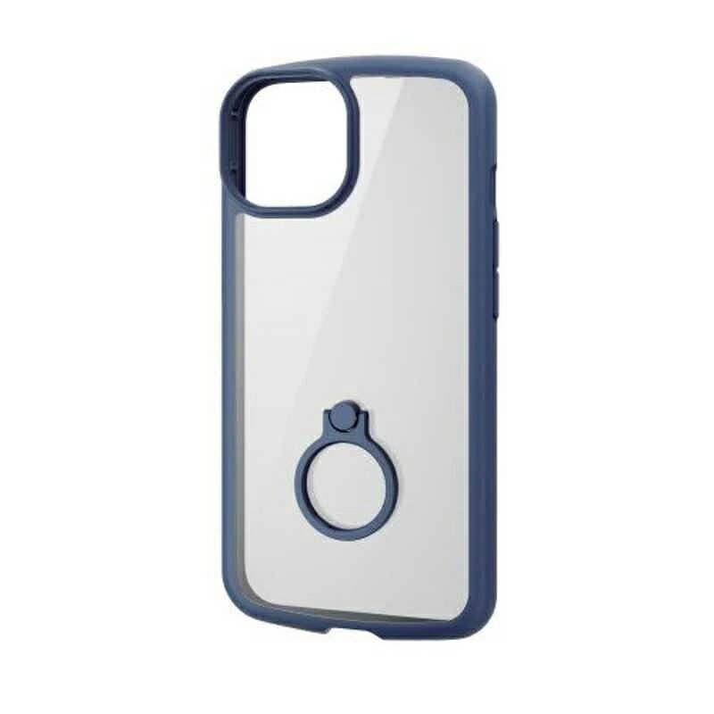 ELECOM iPhone 14用 TOUGH SLIM LITEケース フレームカラー リング付 ネイビー PM-A22ATSLFCRNV