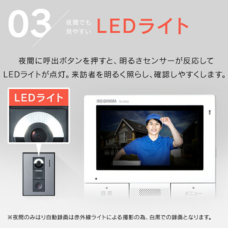アイリスオーヤマ テレビドアホン TD-SM3010-WSH
