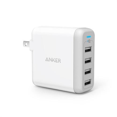 充電器 Anker PowerPort 4 USB急速充電器 4ポート 40W AC アダプター 折りたたみ式プラグ PowerIQ Voltage Boost搭載 海外対応 アンカー