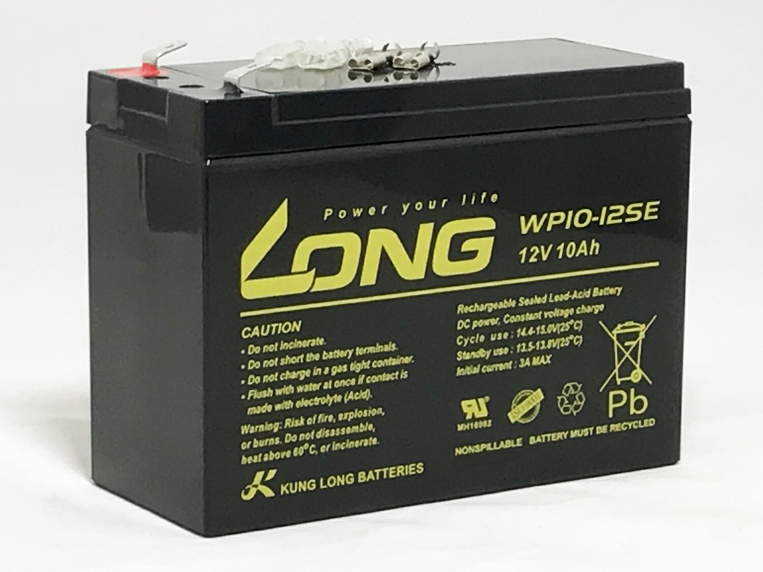 LONG 12V10Ah 高性能シールドバッテリー WP10 12SE  完全密封型鉛蓄電池  電動リールに電動バイクに