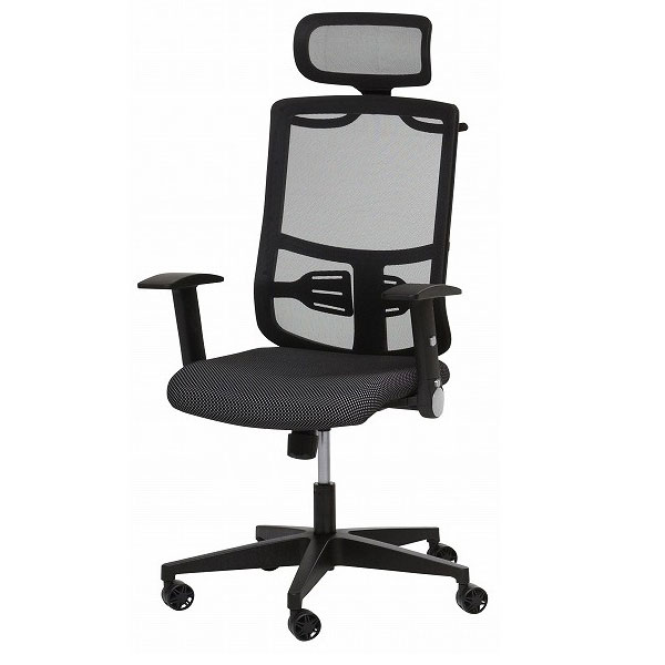 ハイバックロータリーアームチェア　ブラック　RAC-11　取り外し可ハンガーラック付