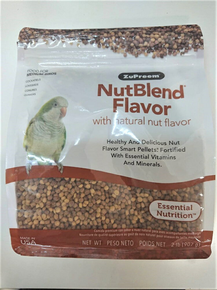ズプリーム ZuPreem NEWナッツブレンドMサイズ オカメ・ラブバード・コニュア等 小型インコ・中型インコ用 907グラム x 1