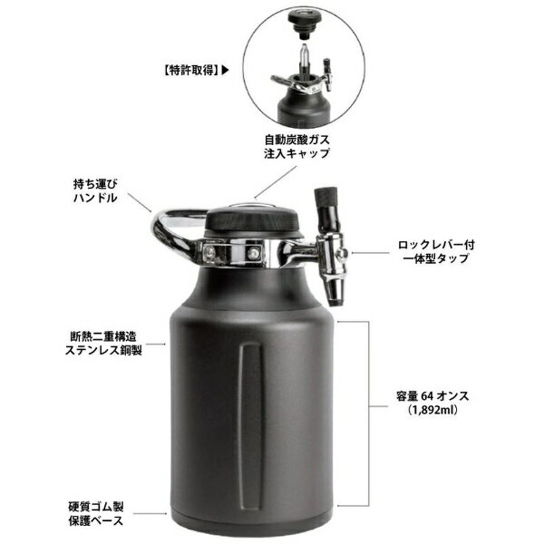 楽天市場】uKeg｜ユーケグ GROWLERWERKS UKEG GO 64 TUNGSTEN
