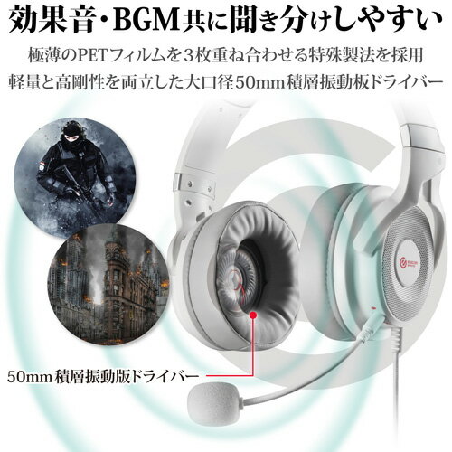 エレコム ヘッドセット オーバーヘッド ゲーミング 両耳 φ3.5mm HS-G60WH(1セット)