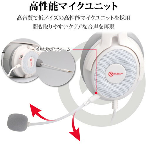 エレコム ヘッドセット オーバーヘッド ゲーミング 両耳 φ3.5mm HS-G60WH(1セット)